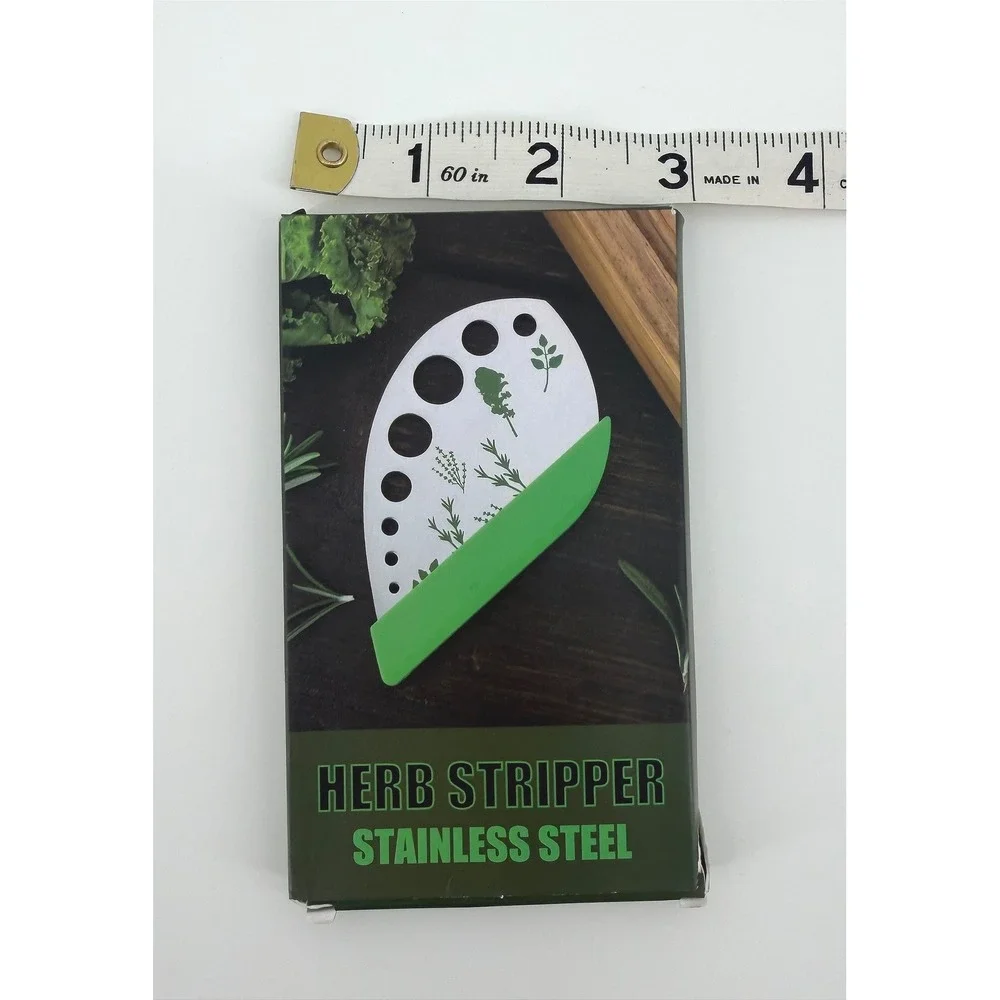 Stainless Steel Herb Stripper 9 Hole Kale Rosemary Leaf Remover with Cover Green